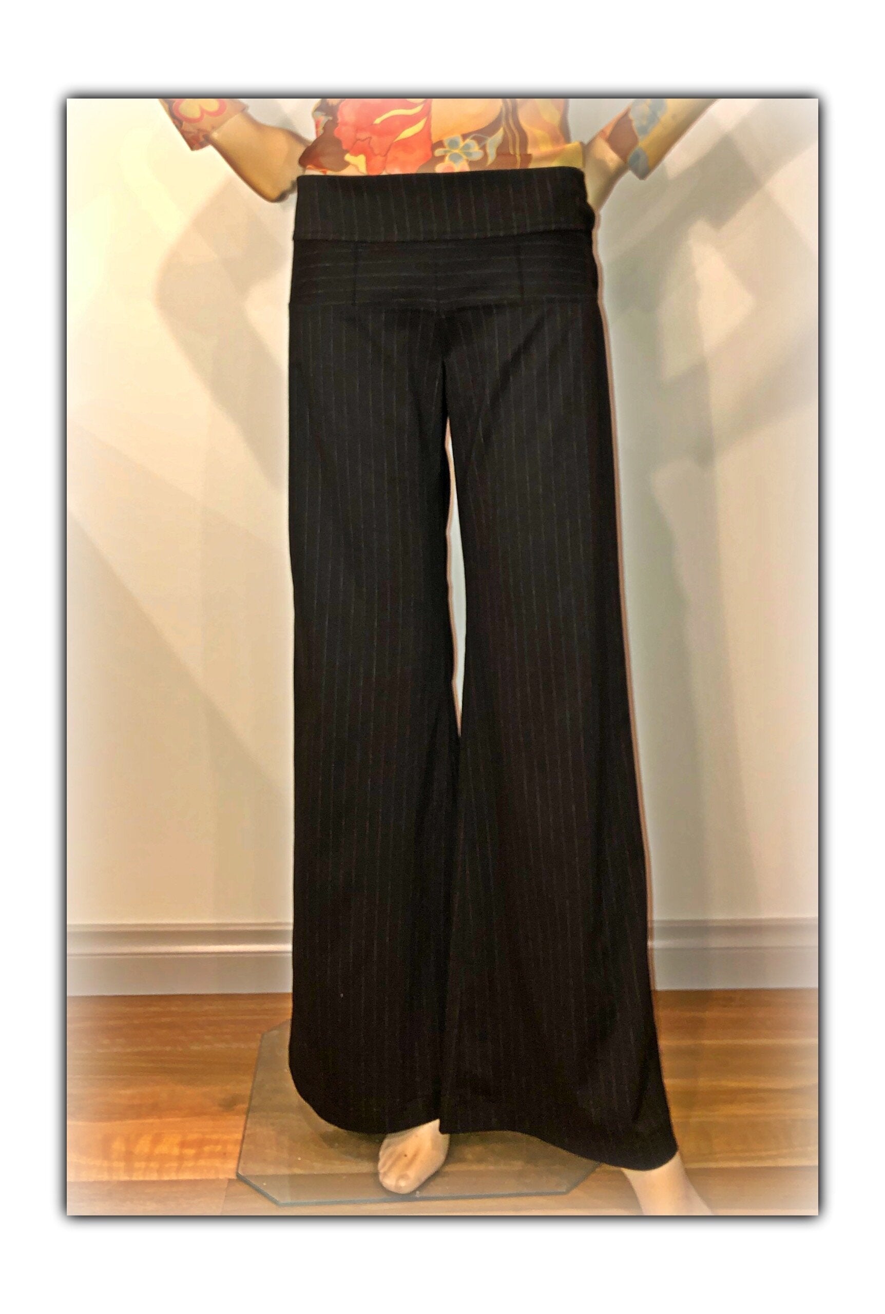 Grey Wool Pin Stripe Trousers-SQ3726974