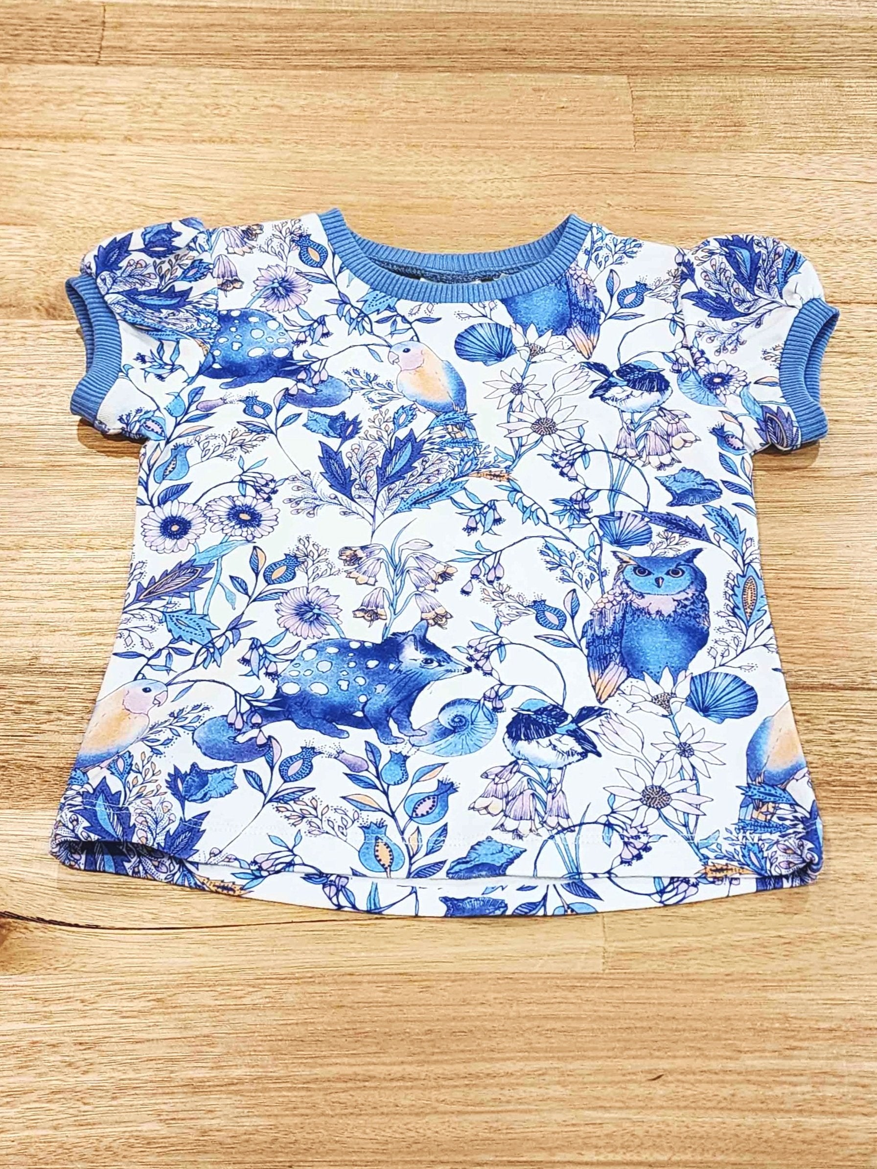 Kids Puff Sleeve Tee Owl & Quoll-SQ4736927