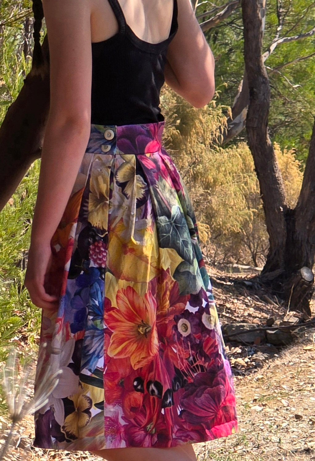 Zero Waste Box Pleat Skirt Big Bloom-SQ4433464