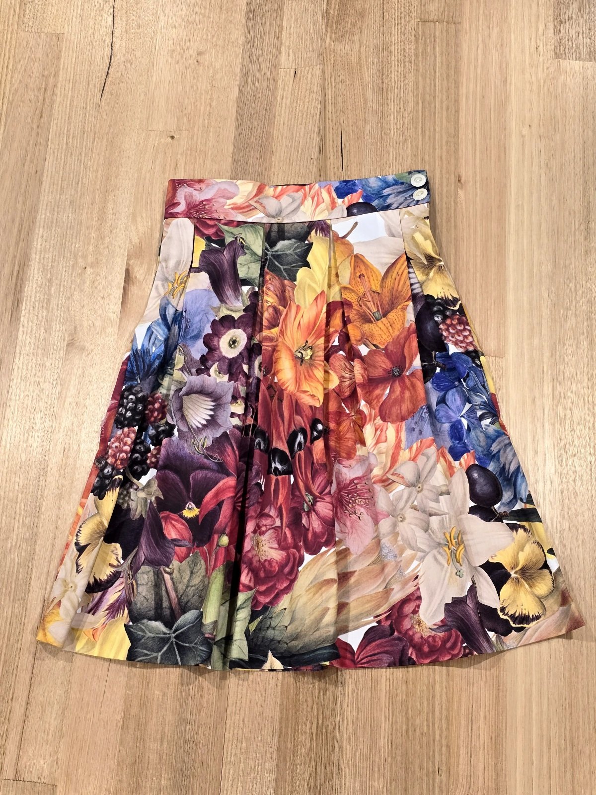 Zero Waste Box Pleat Skirt Big Bloom-SQ4433464