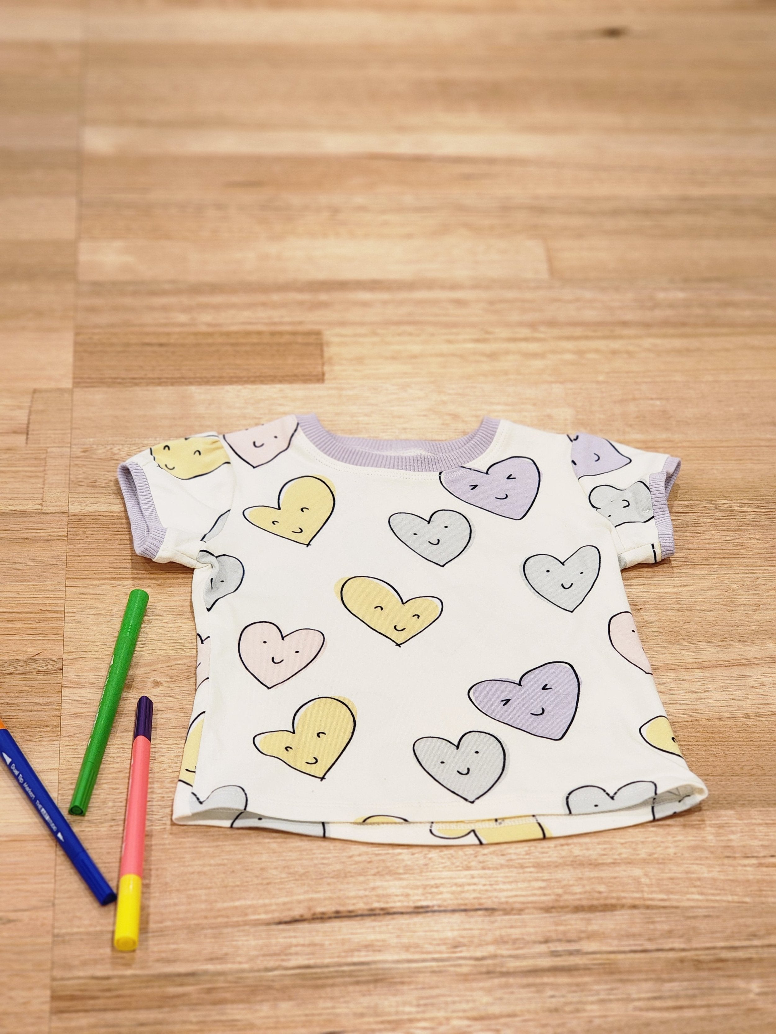 Smiley Hearts Organic Cotton Girls T-Shirt-SQ3262606