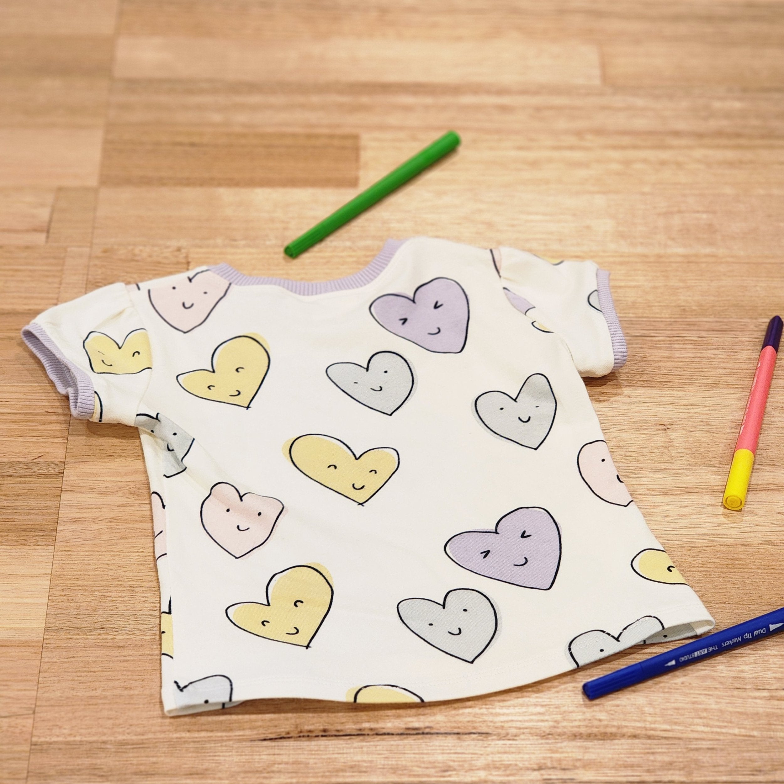 Smiley Hearts Organic Cotton Girls T-Shirt-SQ3262606