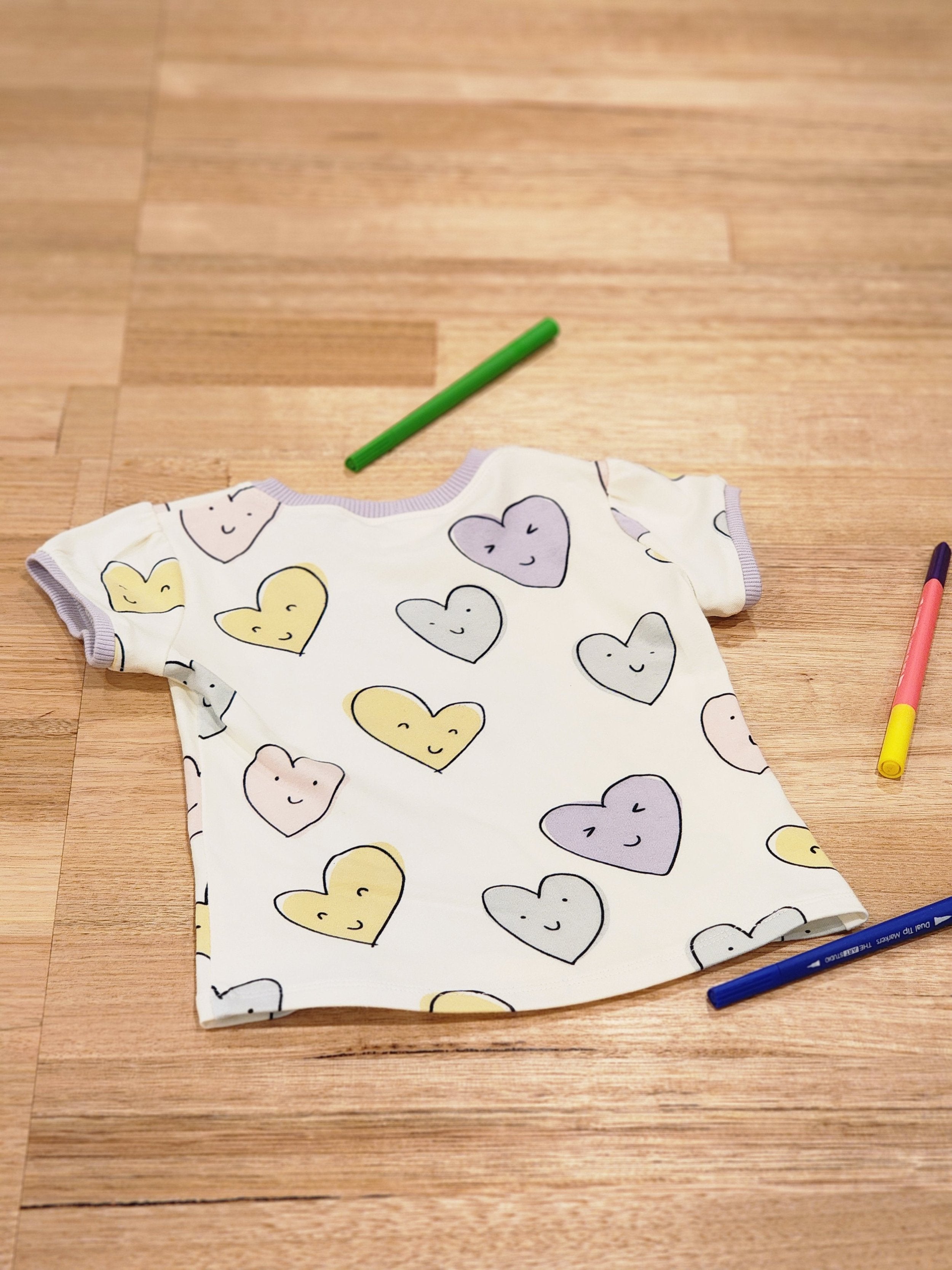 Smiley Hearts Organic Cotton Girls T-Shirt-SQ3262606